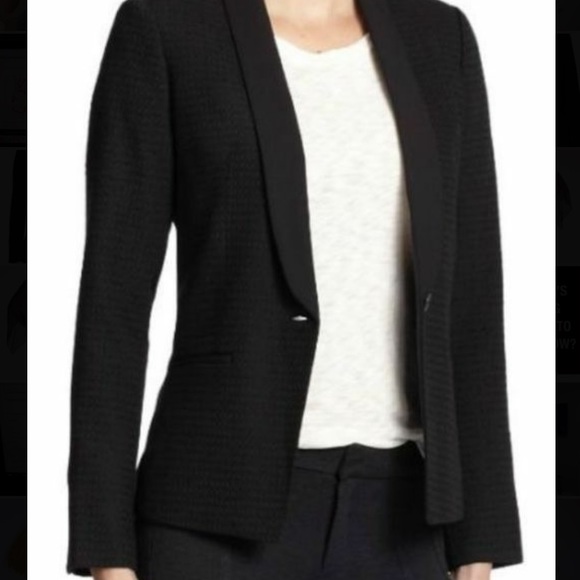 Vince Black Shawl Lapel Textured Blazer - Picture 3 of 5